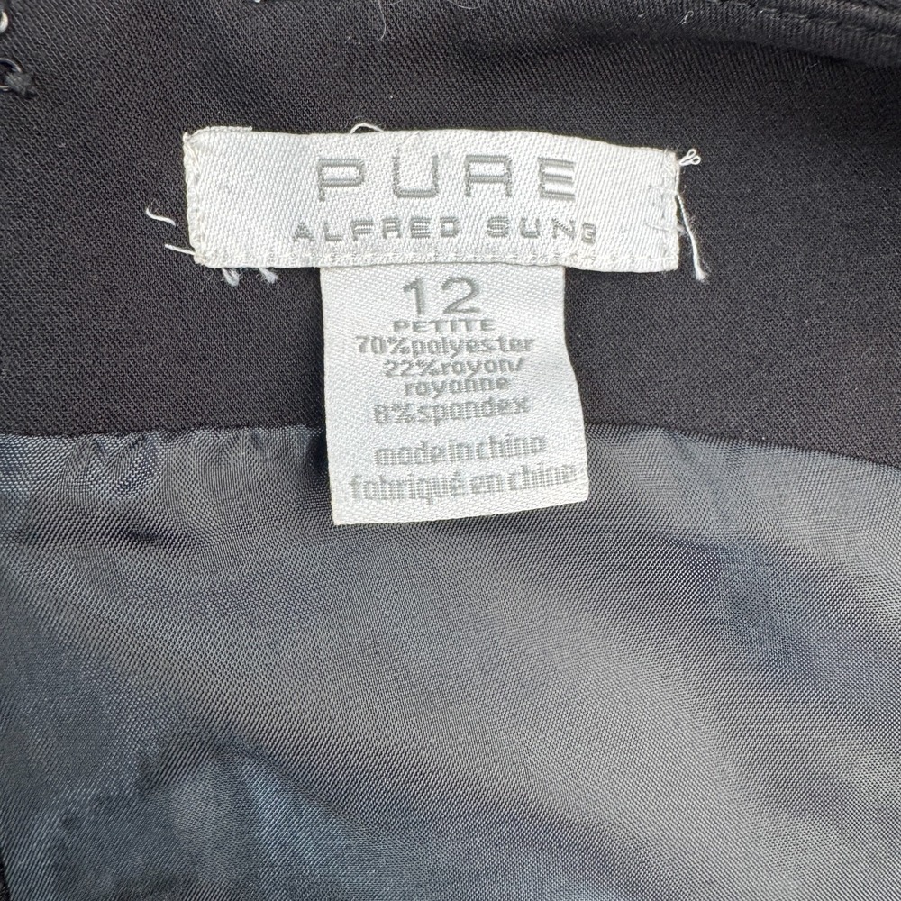 Pure Alfred Sung Black Sleeveless Sheath Dress Pleated Empire Waist Womens 12P - Picture 9 of 10